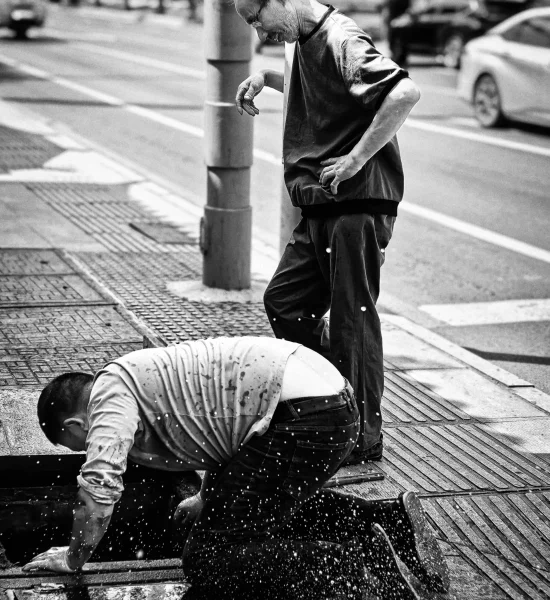 sewer drain cleaning working